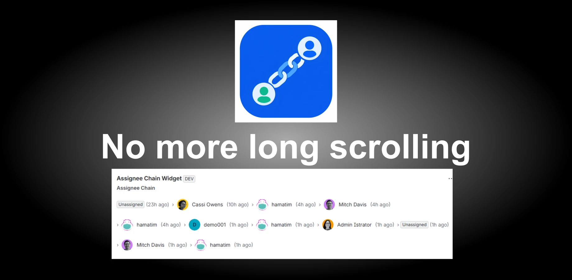 Assignee displaying in horizonal